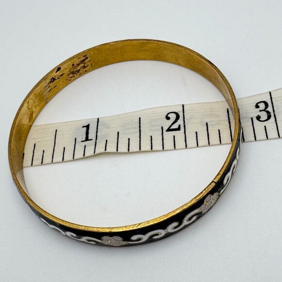 Cloisonne Enamel Brass Blue Red Green Black Vtg Set of 3 Bangle Bracelet  7.5 - Picture 15 of 16